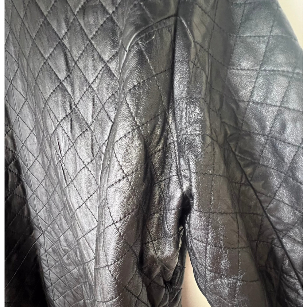 Neiman Marcus Exclusive Quilted Lamb Leather Jacket Women’s 2X Black Quiet Lux - Picture 6 of 14